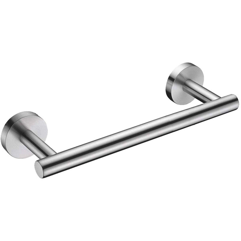 Nolimas 9 Inch Silver Bath Hand Towel Bar SUS 304 Stainless Steel Towel Rod Rack Holder Round Wall Mounted Suit for Kitchen,Bathroom,Living Room&Toilet,Anti Rust Brushed Nickel - Image 1